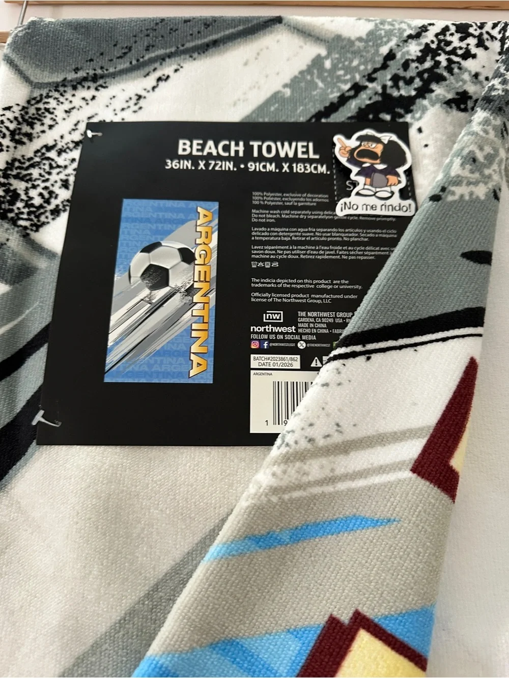 Argentina Soccer Graphic Beach Towel - USA 2026 Soccer World Cup